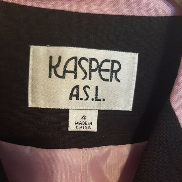Kasper A.S.L. Blazer Jacket Size 4 Pink Linen Long Sleeve Career - Picture 2 of 9